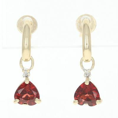 granato e diamante orecchini pendenti 14k oro