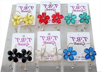 grande orecchini fiori di cristallo cerchio earrings