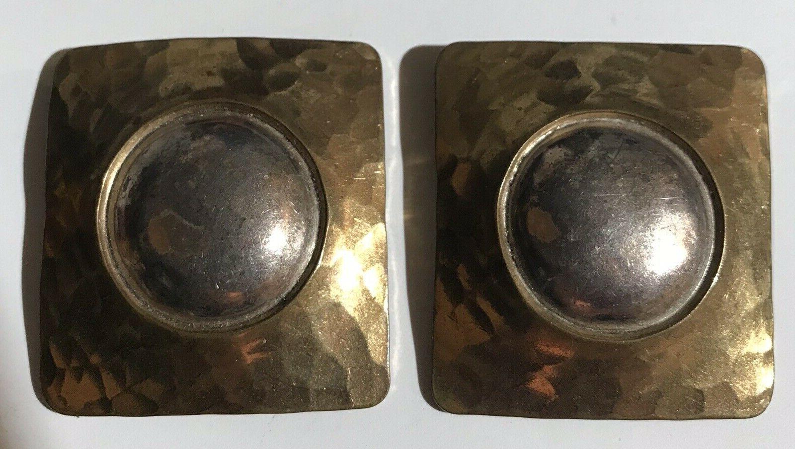 grande vintage martellato ottone argento circolare centrale