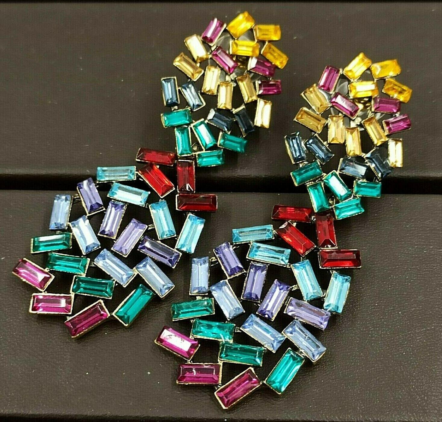 grandi orecchini di design cristalli policromi nuovi