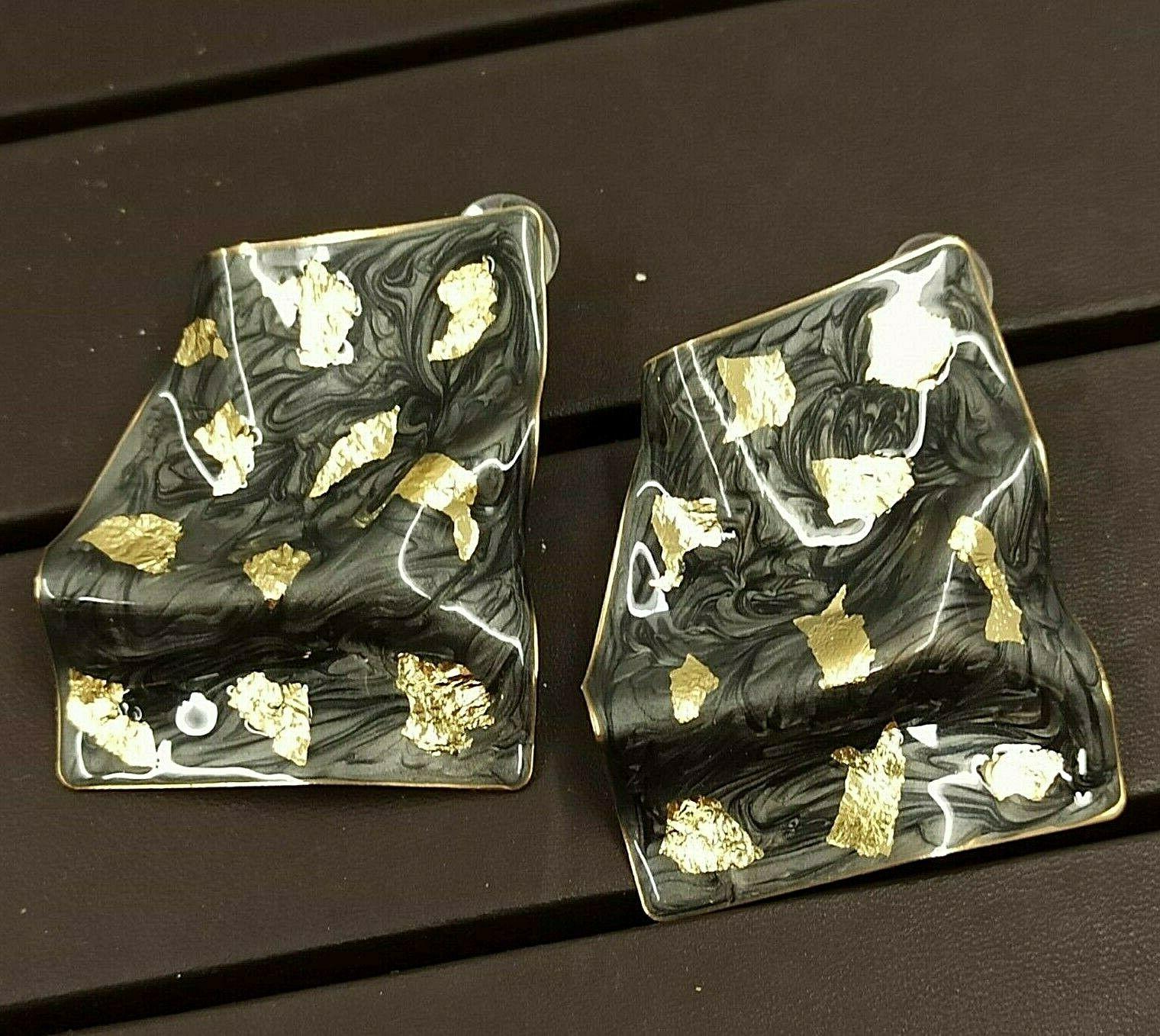grandi orecchini di design smalto nero e