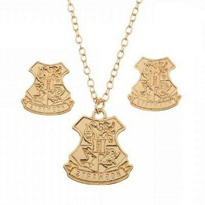 harry potter hogwarts set collana e orecchini