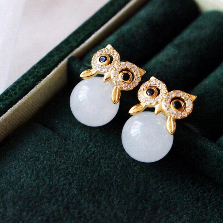 i01 orecchini gufo argento 925 placcato oro