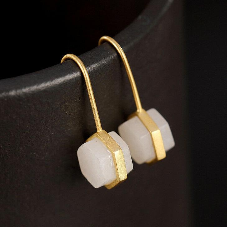 i02 orecchini esagonale dorato argento 925 e