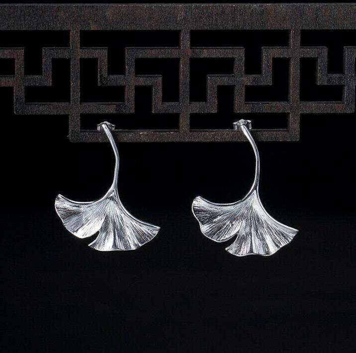 i04 orecchini ginkgo foglia argento sterling 925