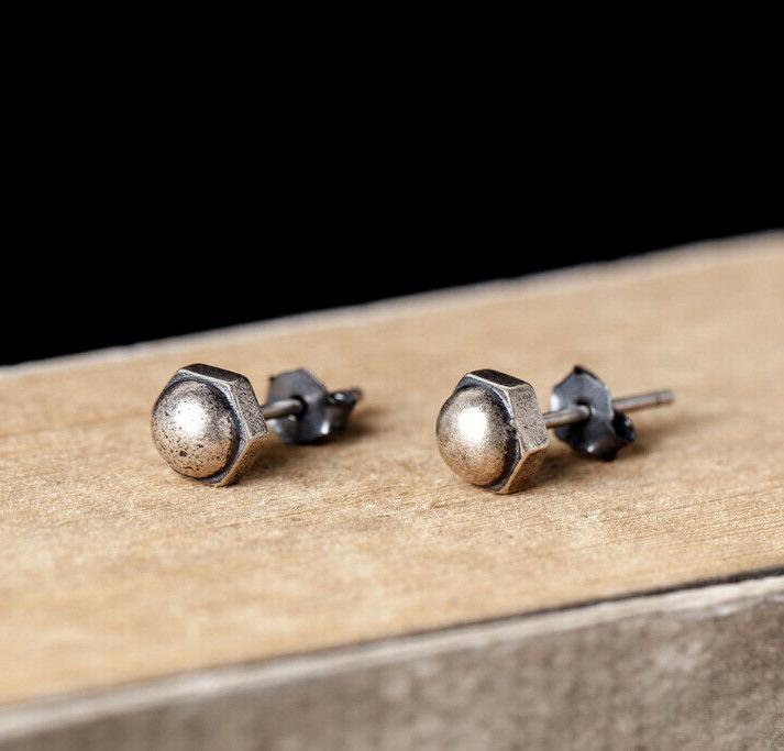 i13 orecchini viti vite esagonale moderno argento