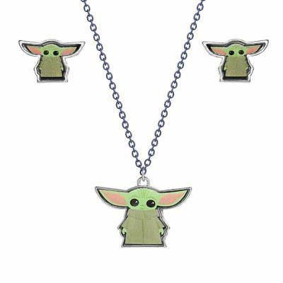 il mandalorian il bambino collana e orecchini