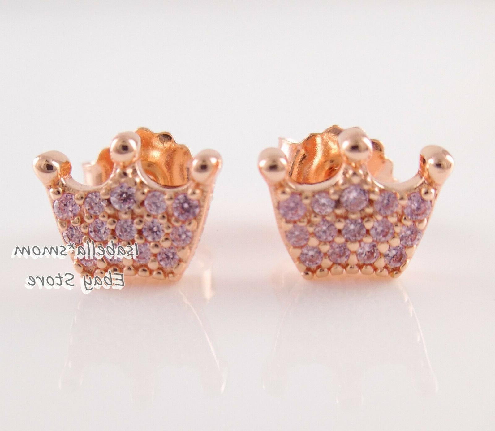 incantato corone autentico rosa placcato oro orecchino