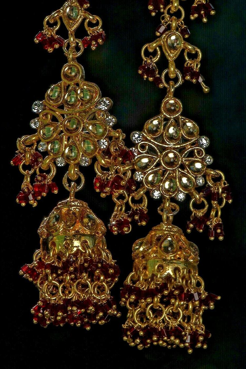 indian red and white jhumka wedding earrings