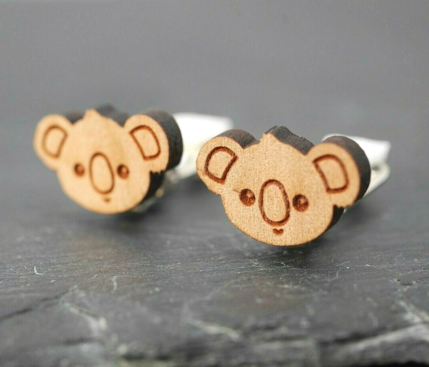 koala legno orecchini a clip coppia spina