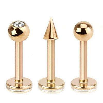 labret piercing trago orecchini oro rosa helix