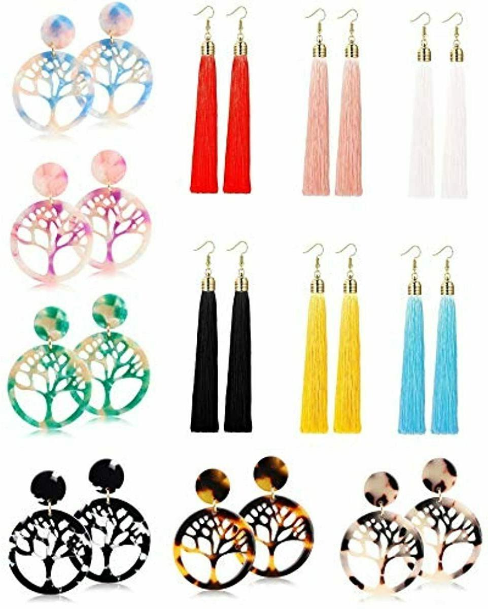 lolias 12pairs lungo nappa orecchini regolati per