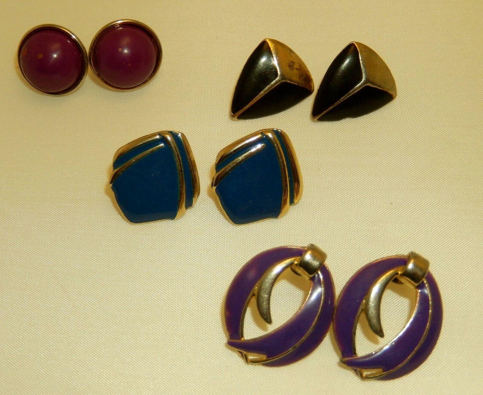 lotto 4 paia orecchini smaltati vintage originale