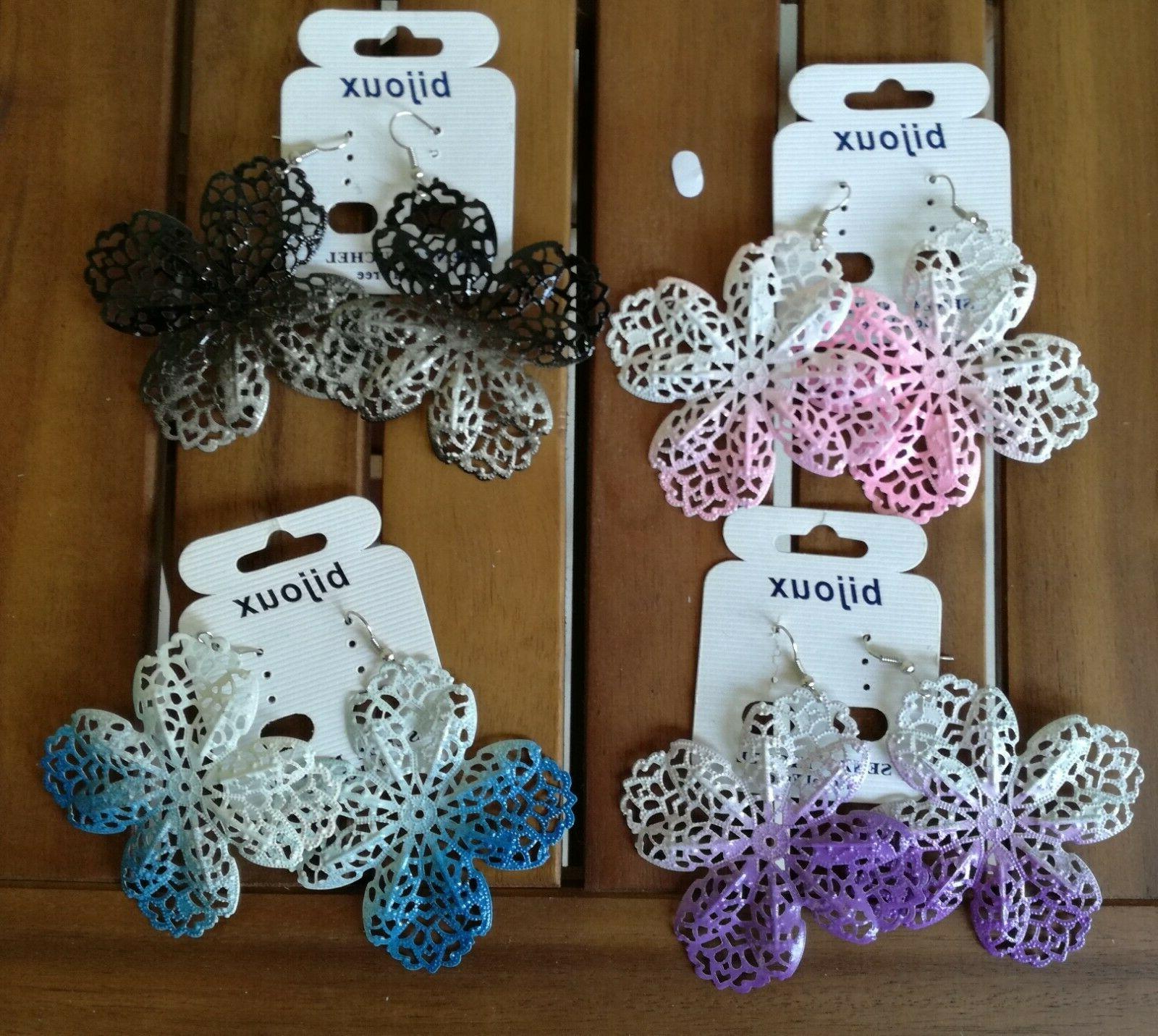 lotto 607 orecchini donna cerchio fiori palma