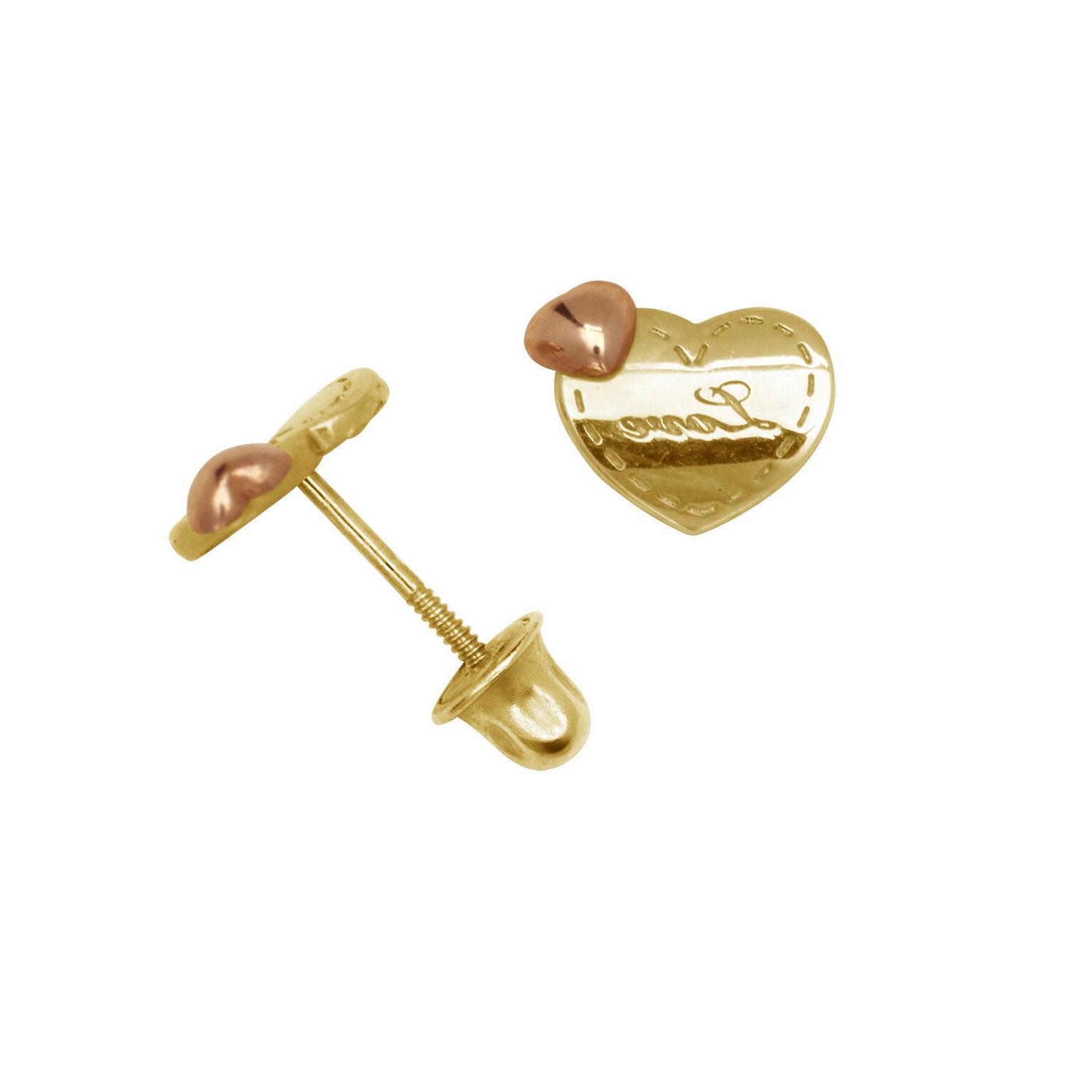 love doppio cuore bambino orecchini a lobo