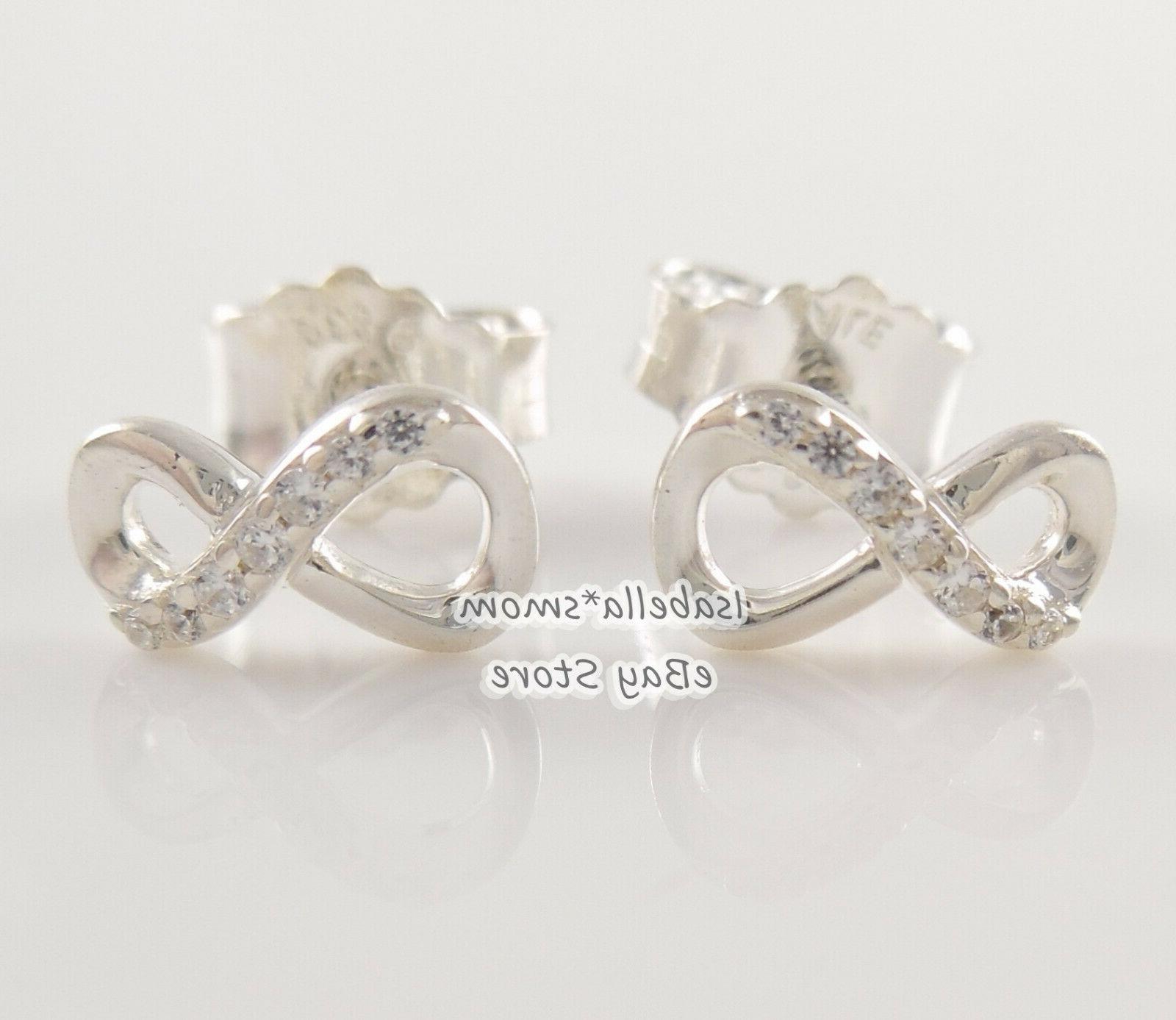 luccicante infinito autentico argento orecchini a lobo