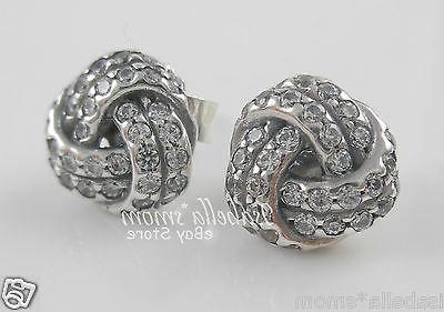 luccicante love nodi autentico argento orecchini a