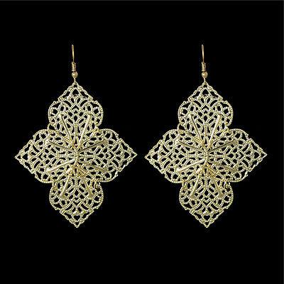 lungo oro cavo acero foglie goccia orecchini