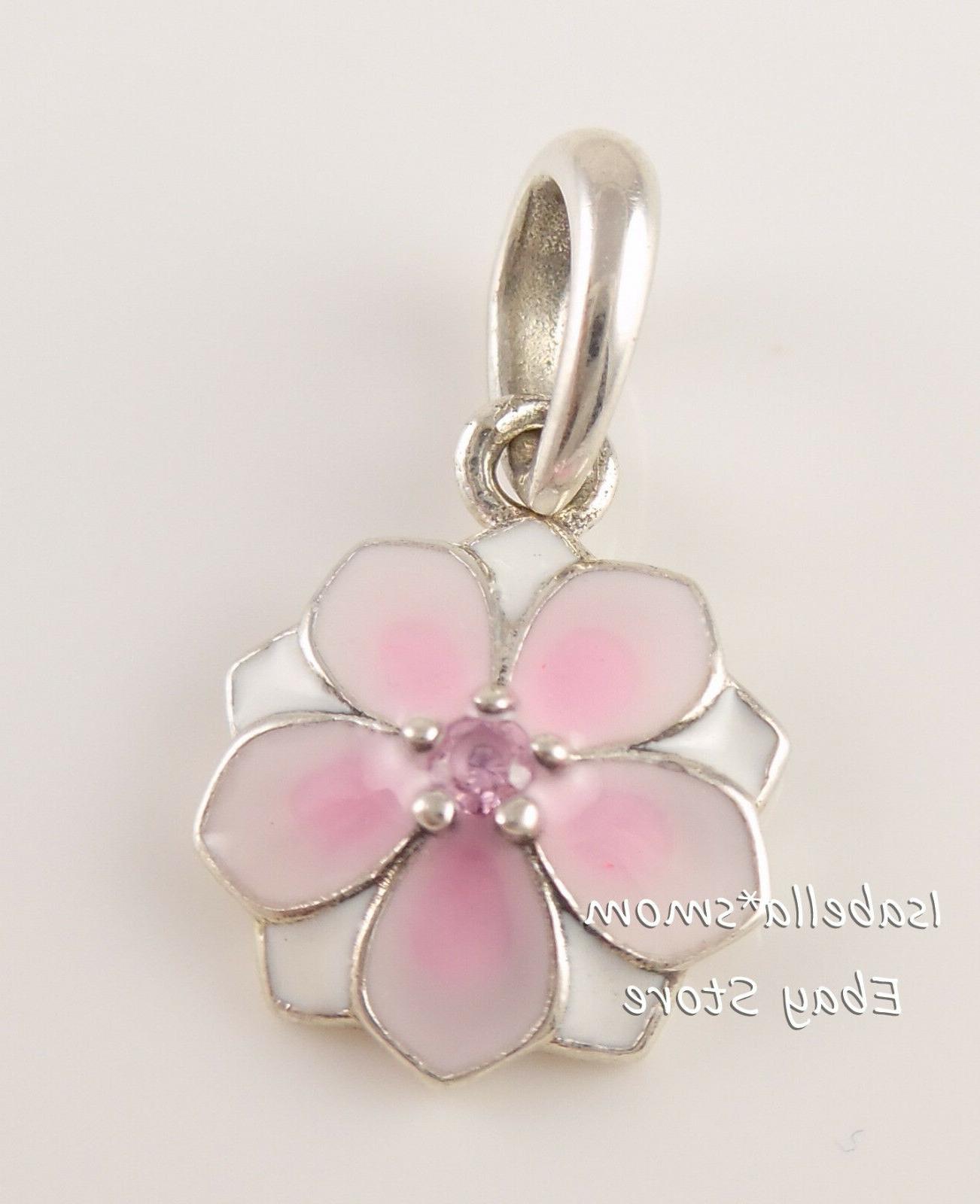 magnolia bloom autentico smalto rosa fiore pendente