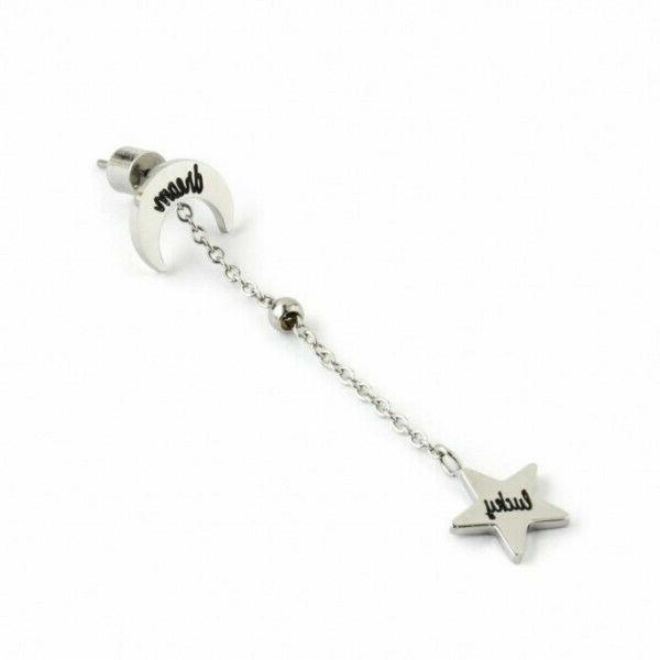 marlu mono orecchino pendente luna e stella