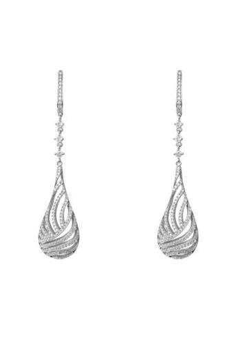 massiccio dew goccia orecchini bianco argento pendente