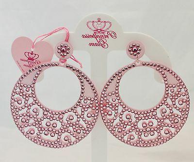 maxi orecchini pendenti a cerchio rosa con