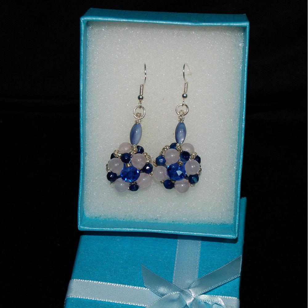 mia orecchini quarzo rosa lapislazzuli madre perla