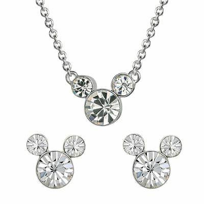 mickey mouse pietra trasparente argento sterling collana