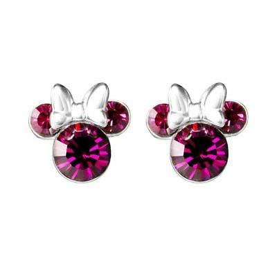 minnie mouse argento pietra rosa orecchini a