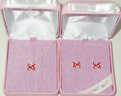 minnie mouse rosso fiocco collana orecchini forato