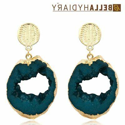 moda alla boho blu cerchio resina orecchini