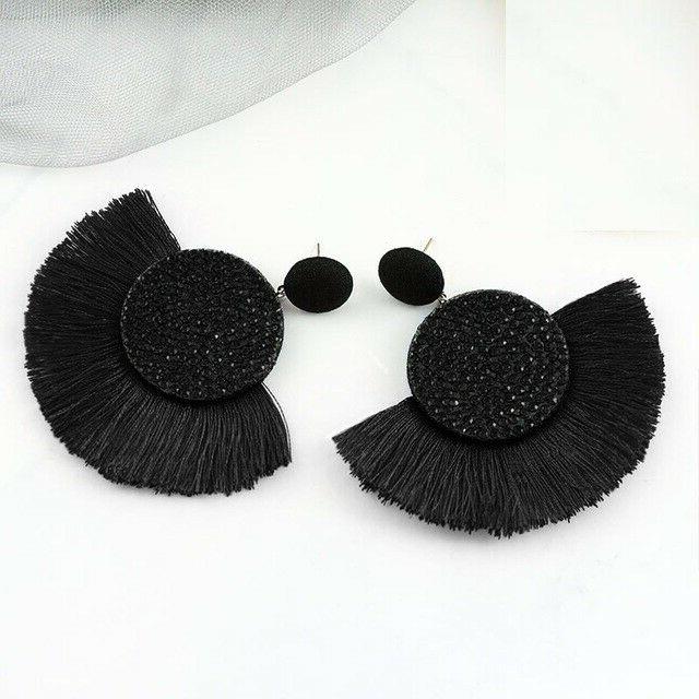 moda bohemien cristallo nappa orecchini vintage seta