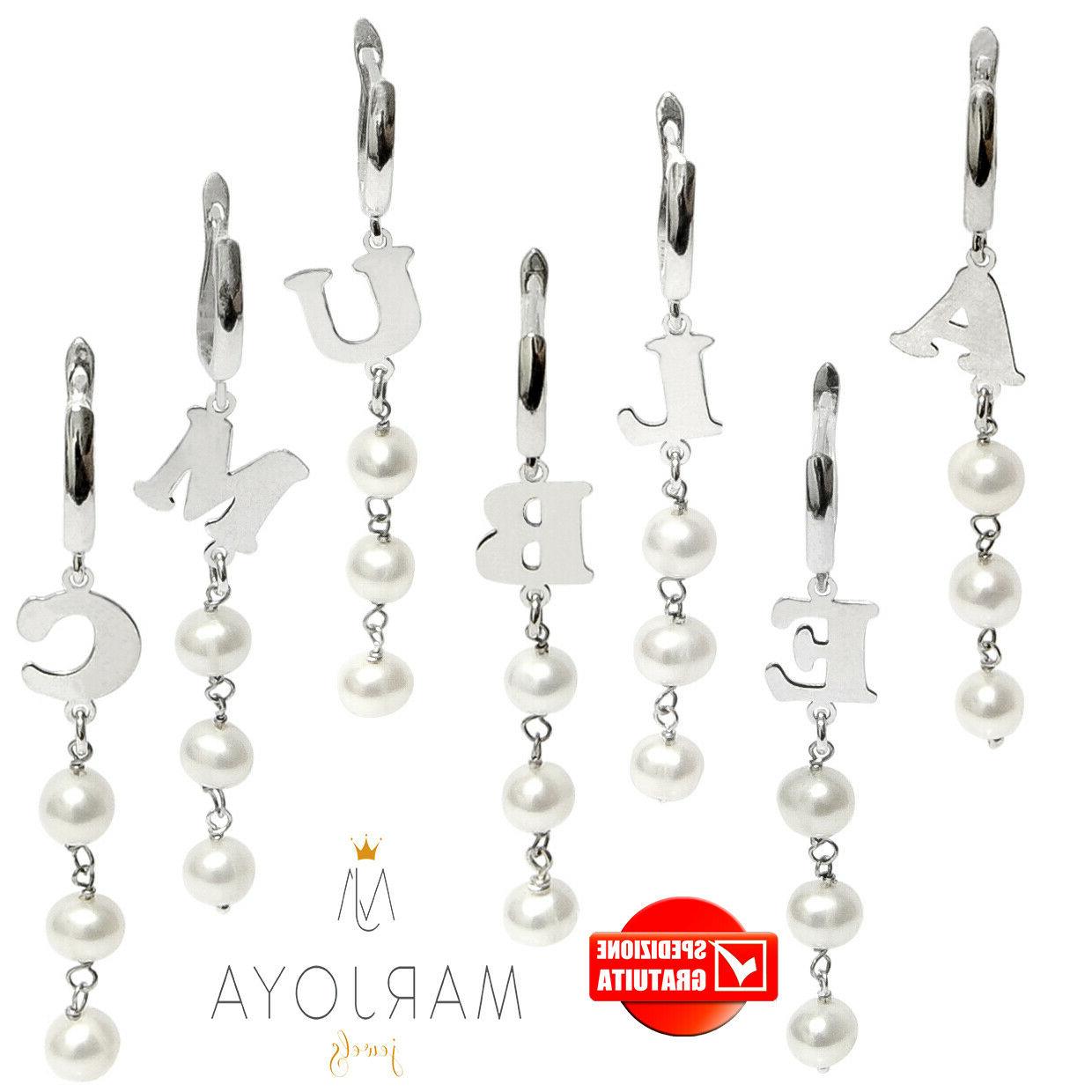 mono orecchino con iniziale e perle in