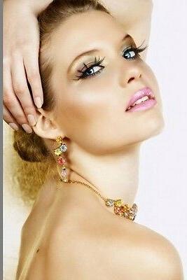 multicolore collana e orecchini oro bigiotteria raffinata