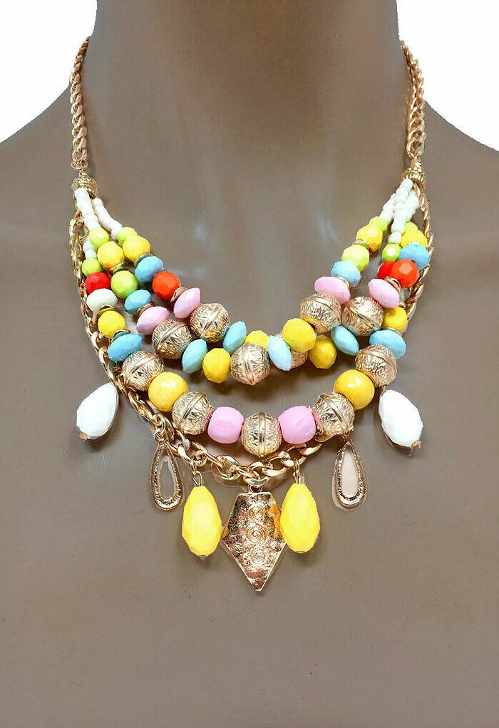 multistrato multifilo multicolor perline casual quotidiano s