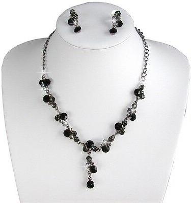 nero collana e orecchini argento bigiotteria raffinata
