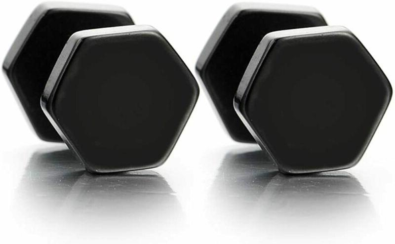 nero esagonale orecchini da uomo donna finto