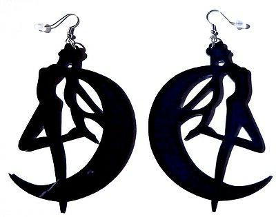 nero marinaio luna silhouette orecchini crescent tsukino