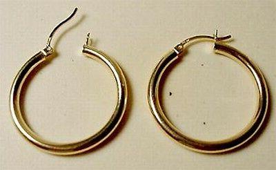 nuova 14k oro spesso orecchini a cerchio