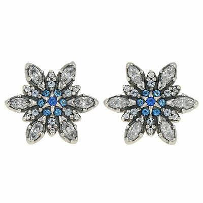 nuovo autentico cristallizzato neve orecchini argento blu