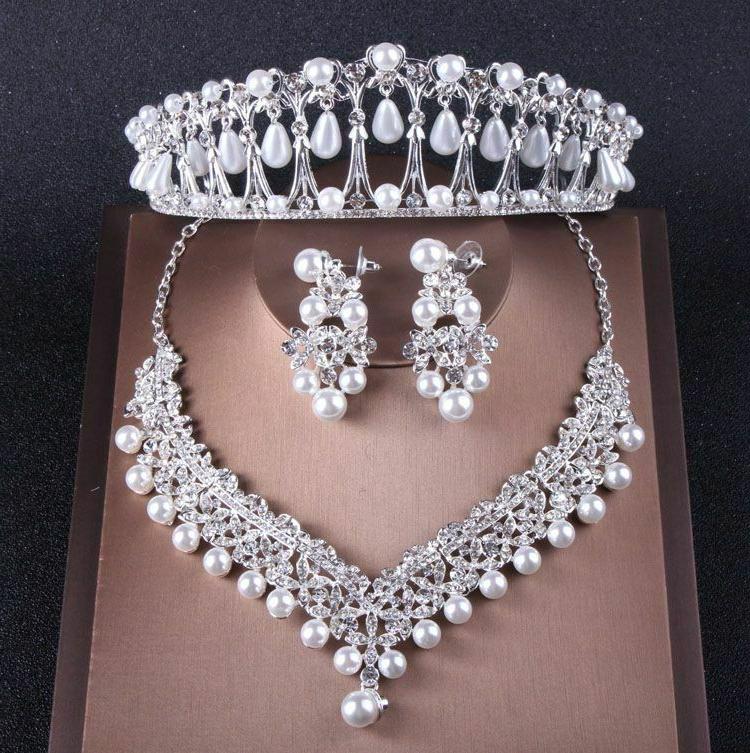 nuovo cristallo perle strass girocollo collana orecchini