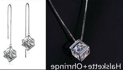 nuovo donna argento 925 set accessori collana