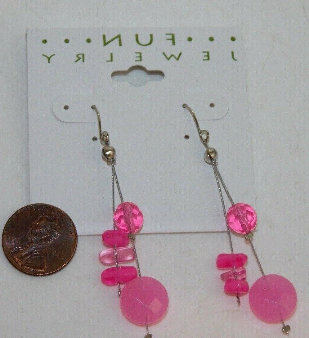 nwt rosa acceso perlina color argento pendente