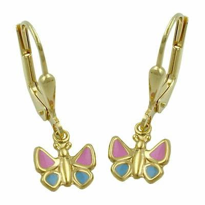 ohrbrisur orecchini pendenti 22x7mm farfalla hellblau pink