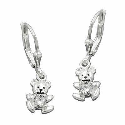 ohrbrisur orecchini pendenti 24x7mm piccolo orso zirconia