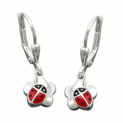 ohrbrisur orecchini pendenti 24x8mm coccinella sur fiore