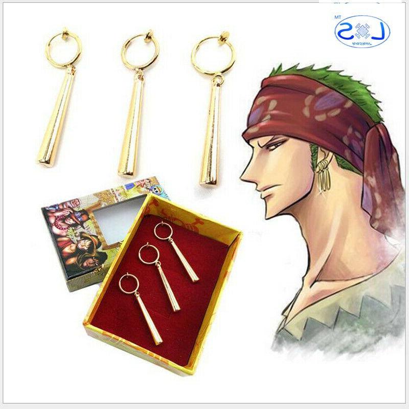 one piece roronoa zoro orecchini con scatola