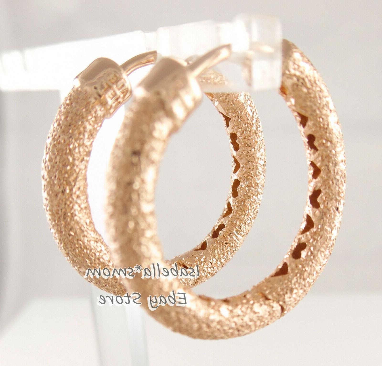 opaco brillante autentico rosa placcato oro orecchino