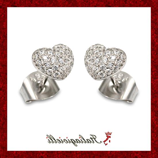 orecchin cuore pave gioielli donna in argento