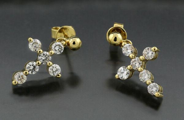 orecchini 12 brillanti 1 00 carati croce